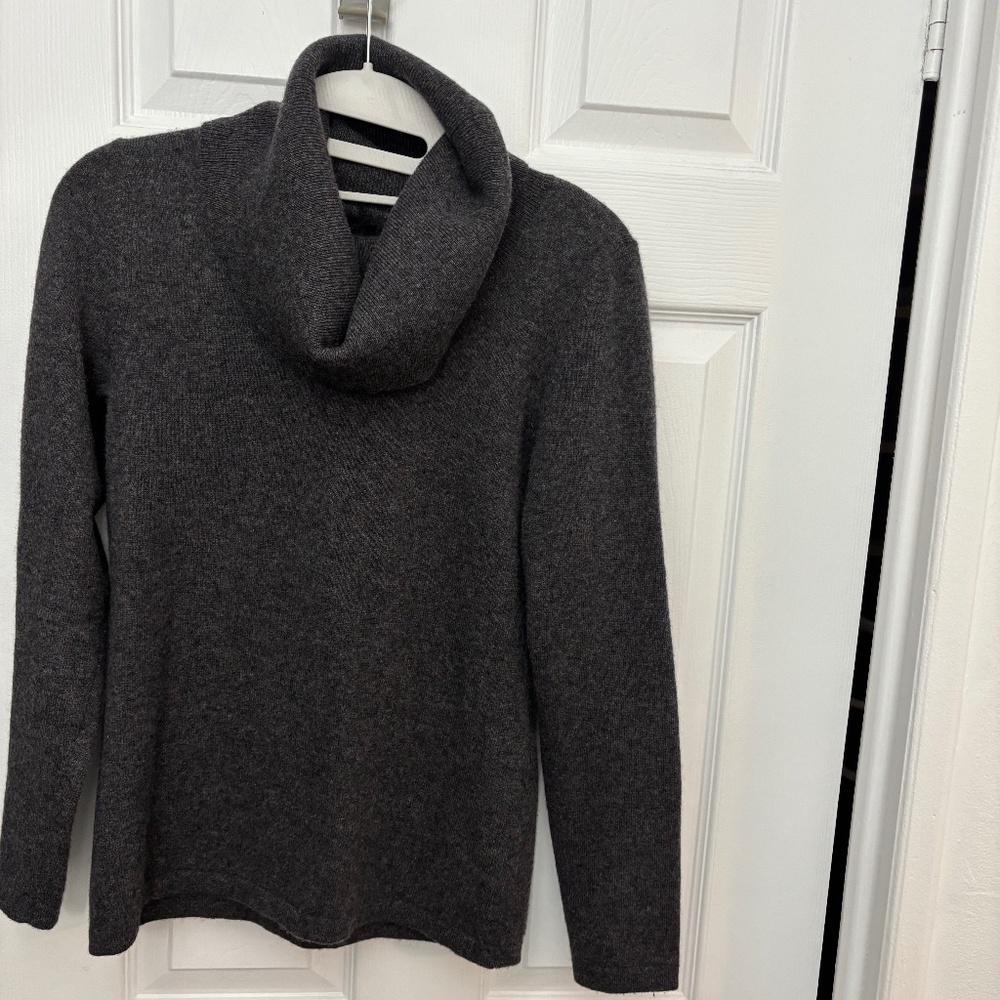 Women's Cowl Neck Grey Wool Sweater